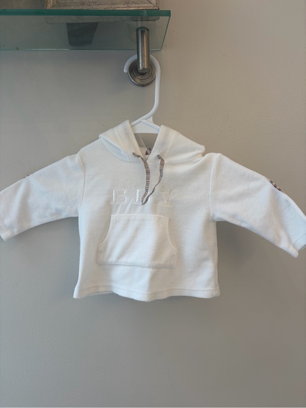 Baby Burberry 3 months White Baby Hoodie Classic plaid print